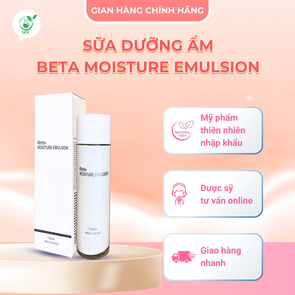 Sữa dưỡng ẩm BETA MOISTURE EMULSION - Phục hồi chuyên sâu, căng bóng trắng da, cho da mụn, nhạy cảm, không gây bít tắc