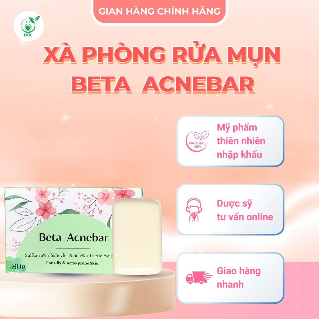 BETA ACNEBAR - Xà phòng tắm gội thiên nhiên ngừa mụn, giúp da mềm mịn