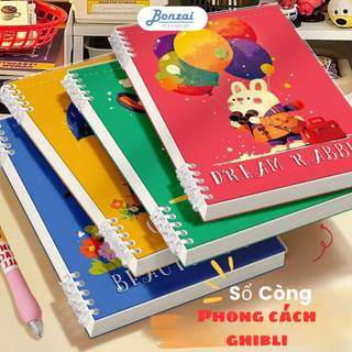 Sổ vở còng nhựa hai đầu bìa lót phong các GHIBLI cực dễ thương làm sổ tập vở học sinh sinh viên + Ruột giấy BONZAI