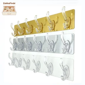 Thanh 6 Móc dán tường Siêu Dính Dán Tường Nhà Tắm,Nhà Bếp, Tủ Quần Áo - Móc dán tường treo quần áo