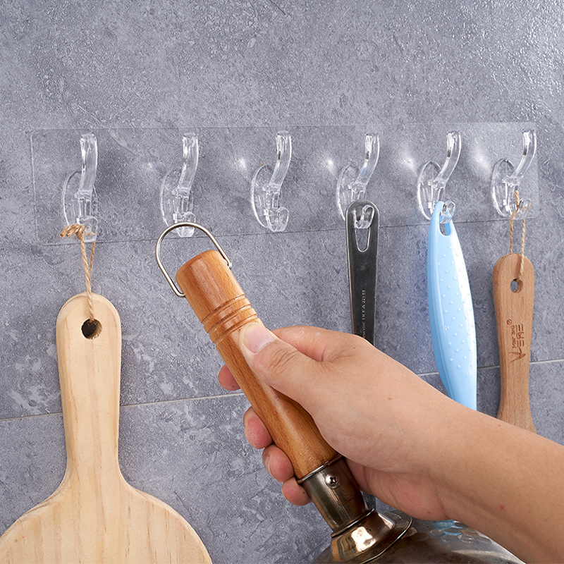 Thanh 6 Móc dán tường Siêu Dính Dán Tường Nhà Tắm,Nhà Bếp, Tủ Quần Áo - Móc dán tường treo quần áo