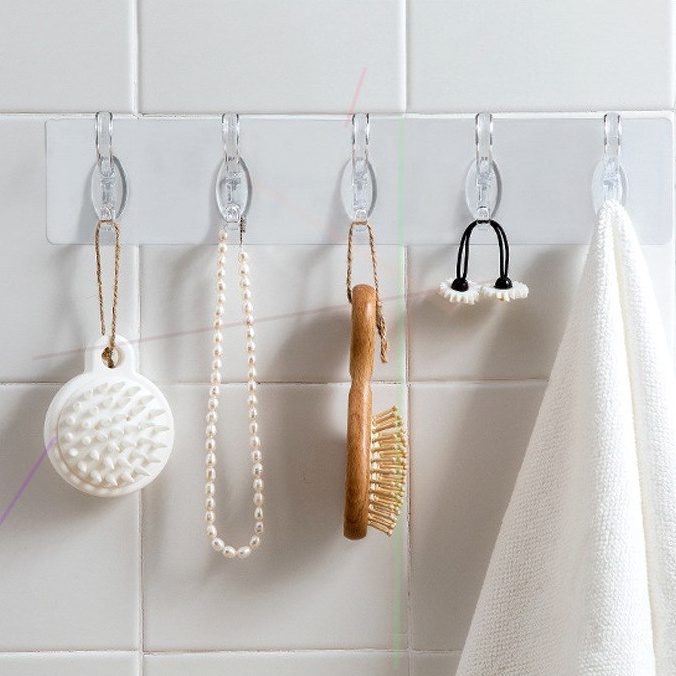 Thanh 6 Móc dán tường Siêu Dính Dán Tường Nhà Tắm,Nhà Bếp, Tủ Quần Áo - Móc dán tường treo quần áo