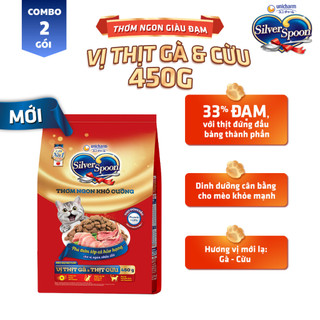 [V] Combo 2 Thức ăn hạt cho mèo trong nhà Silver Spoon - Vị thịt gà & thịt cừu 450g