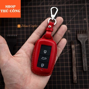 Mino Crafts - Bao da chìa khóa Vinfast MPV7, VF5, Vinfast Limo Green, Chế tác thủ công, Da bò thật 100%