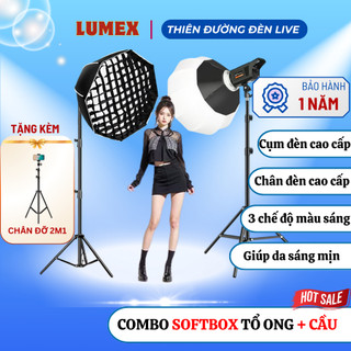 Combo Đèn Softbox Cầu + Softbox Tổ Ong Bát Giác Berio Công Suất 400W - Tạo Chiều Sâu Dùng Cho Studio Chụp Ảnh,Livestream
