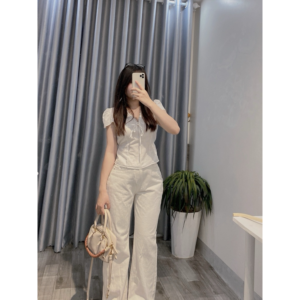 Áo sơ mi nữ cổ vuông Thanhhuyenclothings kiểu dáng hàn quốc