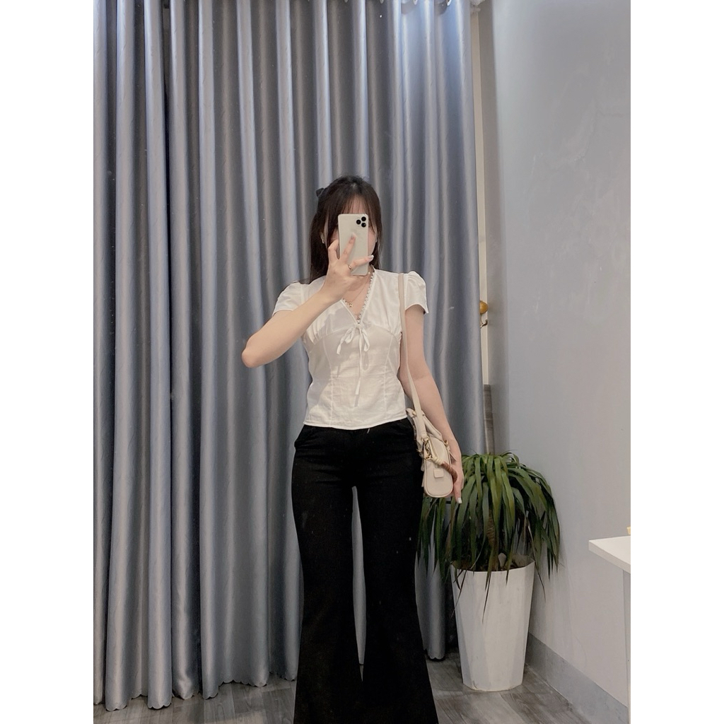 Áo sơ mi nữ cổ vuông Thanhhuyenclothings kiểu dáng hàn quốc