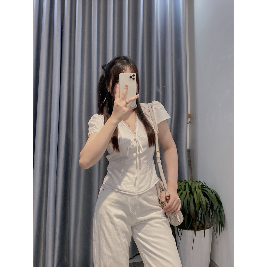 Áo sơ mi nữ cổ vuông Thanhhuyenclothings kiểu dáng hàn quốc