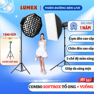 Combo Đèn Softbox Vuông 60x90 + Softbox Tổ Ong Bát Giác | Ánh Sáng Chuyên Nghiệp Chụp Ảnh Beauty, Livestream Mỹ Phẩm
