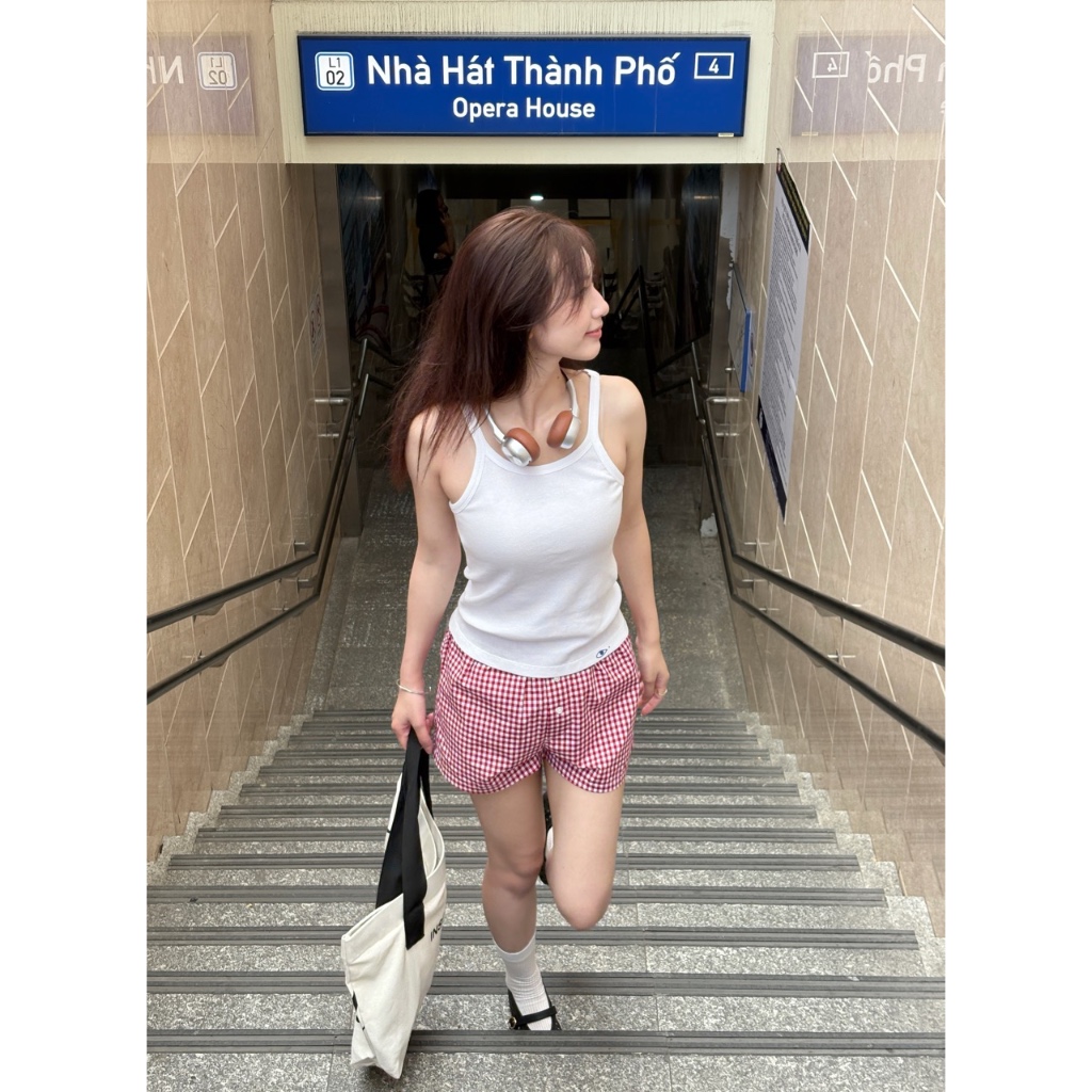 TheBlueTshirt - Quần đùi boxer sọc caro chất liệu cotton classic cho nữ - The Boxer