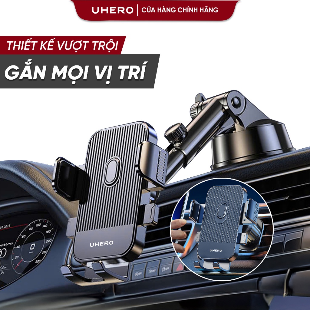 Giá đỡ điện thoại ô tô UHERO Superior gắn taplo,kính chắn nắng, cửa gió điều hòa xoay 360 độ nhỏ gọn | BigBuy360 - bigbuy360.vn
