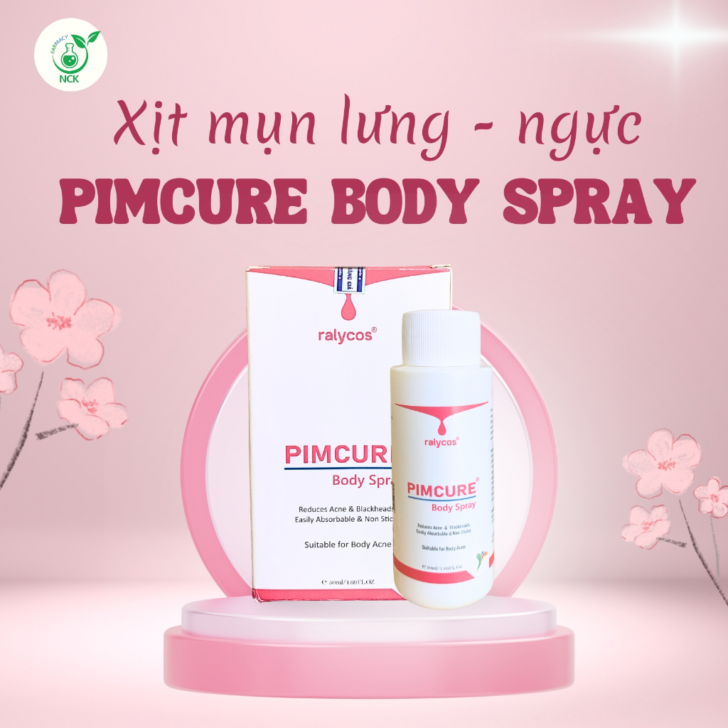 PIMCURE BODY SPRAY - Xịt toàn thân giảm mụn lưng, mụn ngực, viêm nang lông