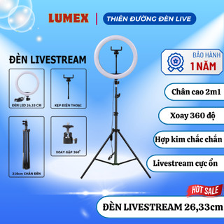 Đèn Livestream 26cm 33cm Kèm Chân 2m1 – Đèn LED 3 Màu Trợ Sáng Quay Video, Bán Hàng Online, Trợ Sáng Makeup