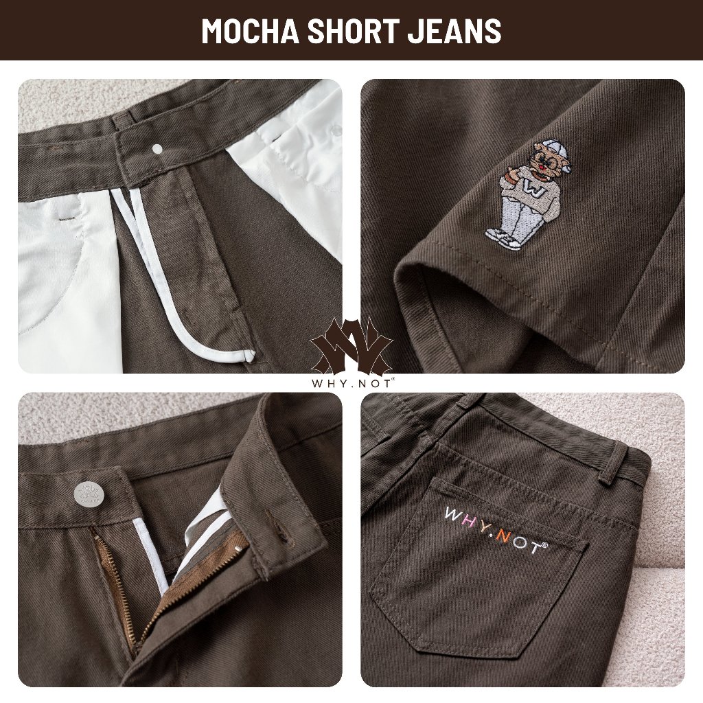 [Có Bigsize] - Quần Short Jean Nam WHY.NOT BEIGE SHORT JEANS Form Trên Gối- Quần Đùi Nam Màu Be Kaki