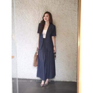 Áo Blazer cộc tay bổ diễu HAGOO màu Denim [B677]