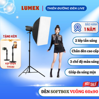 Bộ Đèn Softbox Vuông 60x90cm Ngàm Nhựa Công Suất 500W Kèm Chân Linco 2m1–Đèn Chụp Ảnh Studio, Quay Phim, Livestream