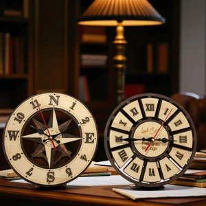 ĐỒNG HỒ GỖ LA MÃ ĐỂ BÀN (ĐK 20CM) LÀM QUÀ TẶNG | LYNHDECOR Miễn Phí khắc logo,in UV theo yêu cầu