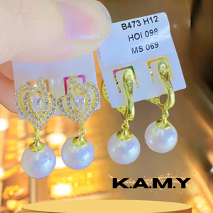 Bông Tai Nữ Mạ Vàng Đính Đá Hình Lá Sang Trọng Kết Hợp Ngọc Siêu Xinh – Trang Sức Thời Trang Cao Cấp