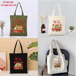 Túi tote túi vải canvas Tự hào Việt Nam chào đón Quốc Khánh túi vải đeo vai đi chơi đi học 35x40cm tota0221