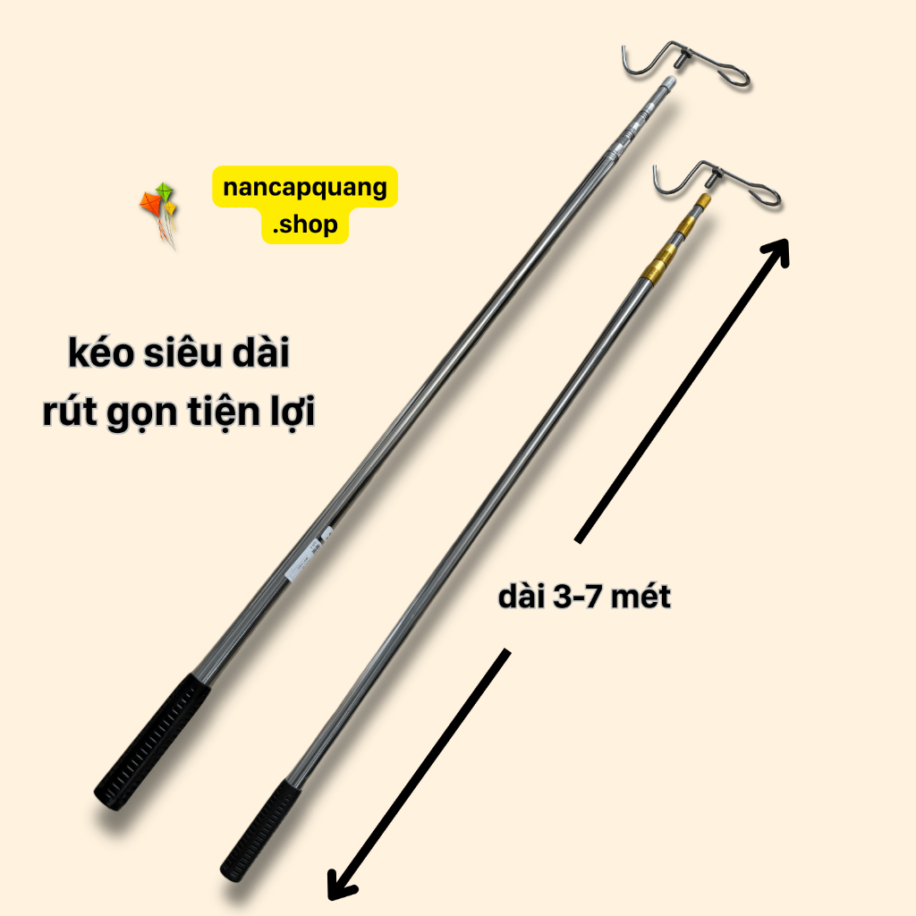 Sào treo đồ, gậy treo đồ rút gọn tiện lợi inox 304 dày 1li đẹp và chắc ...