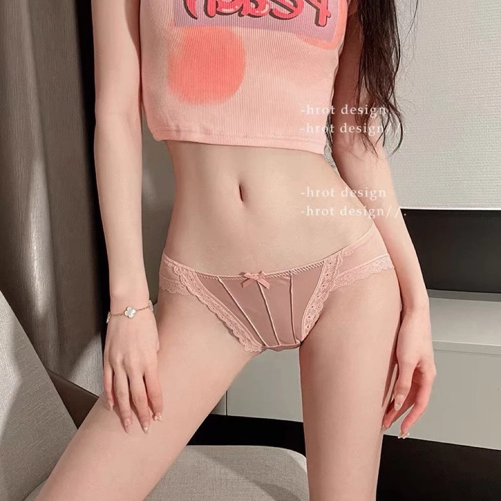 [Peinn] Quần lót ren su lưới phối nơ gợi cảm QLS55