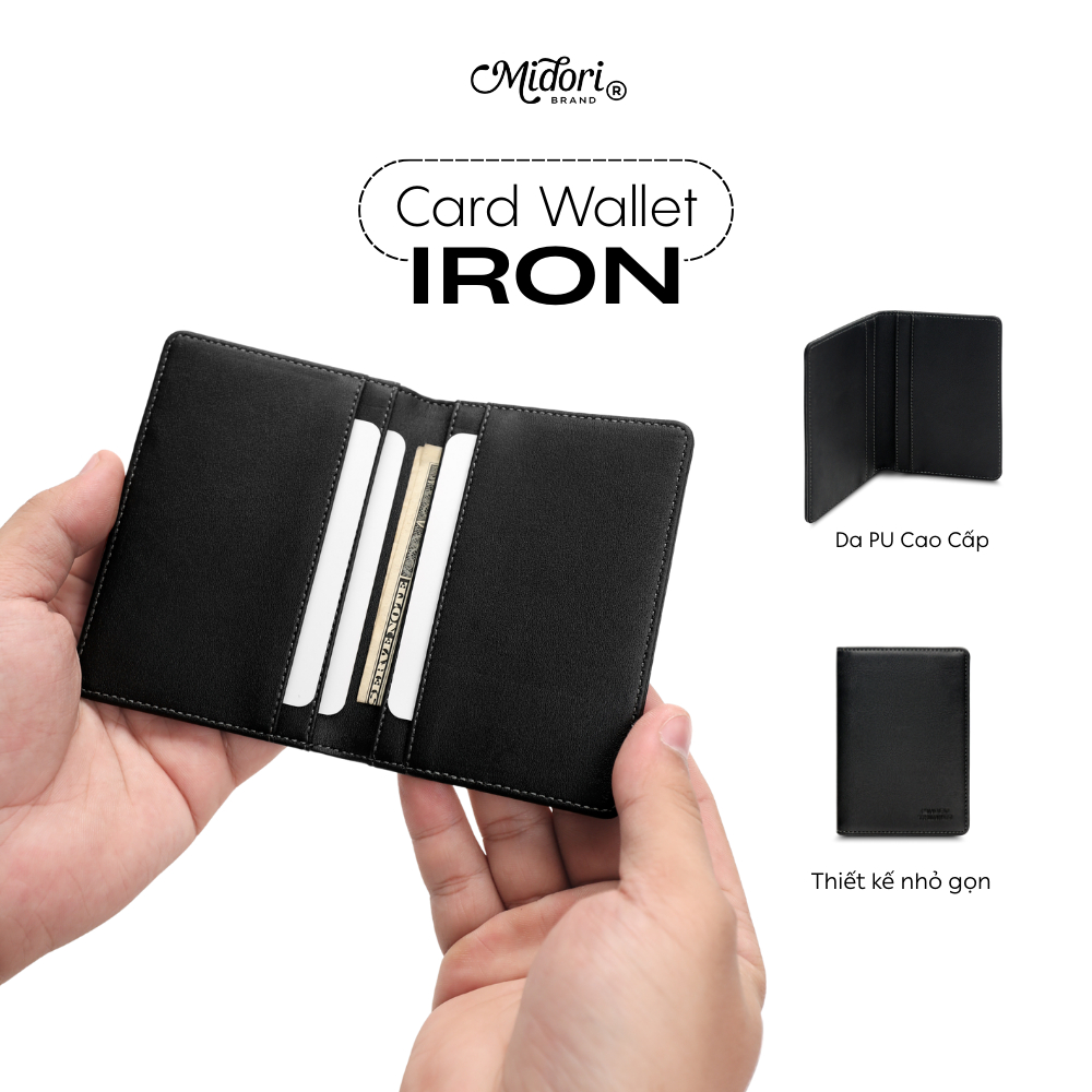 Ví Da PU Đựng Thẻ IRON Cầm Tay Nam Nữ Bóp Đựng Tiền Mini Nhiều Ngăn Trượt Nước Nhỏ Gọn | M STUDIO