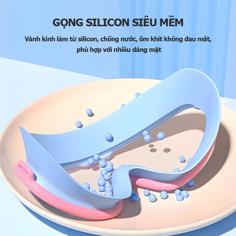 Kính bơi trẻ em BABYTREE gọng silicon tích hợp bịt tai hiện đại cao cấp cho bé 7-16 tuổi