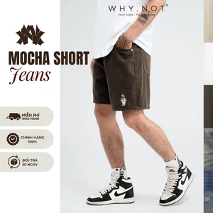 - Quần Short Jean Nam WHY.NOT MOCHA SHORT JEANS Form Trên Gối- Quần Đùi Nam Màu Nâu Tây
