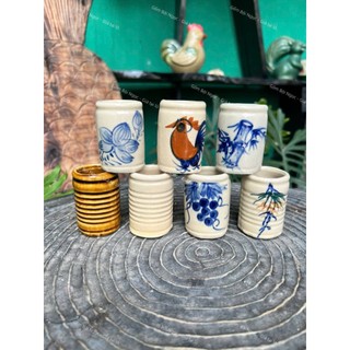 Ống Tăm Gốm Tráng Men Nhiều Mẫu Gà/Hoa/Tre/Nho - Vẽ Tay Thủ Công - Gốm Xưa Lái Thiêu Cho Người Hoài Niệm