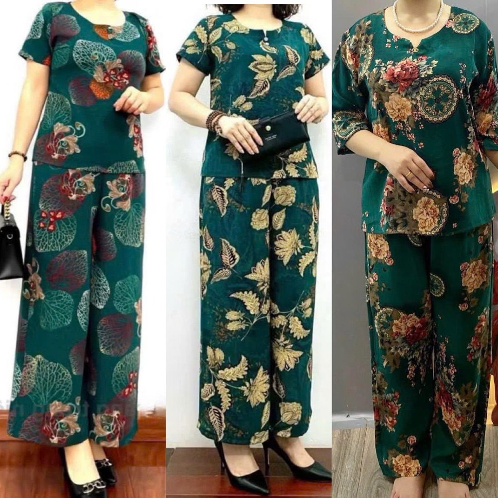Bộ Đồ Trung Niên Cho Mẹ U40,50,60,70. Chất Lụa Hàn Mềm Mát