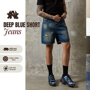- Quần Short Jeans Nam WHY.NOT Deep Blue Short Jean Form Rộng Trên Gối - Quần Đùi Jean