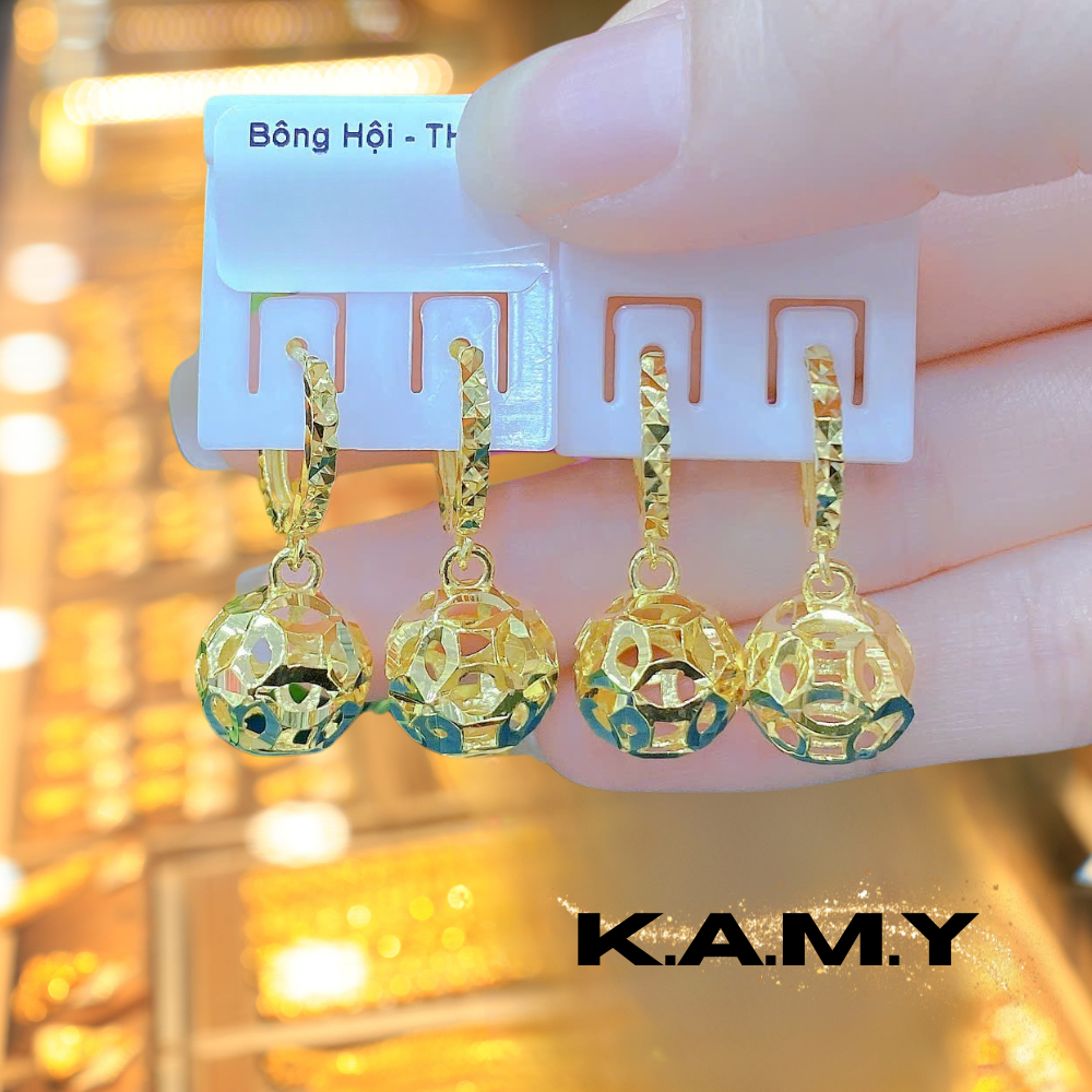 Bông Tai Nữ Trái Châu Kim Tài Mạ Vàng 18K Sang Trọng – Khuyên Tai Đá CZ Lấp Lánh Thời Trang Cao Cấp