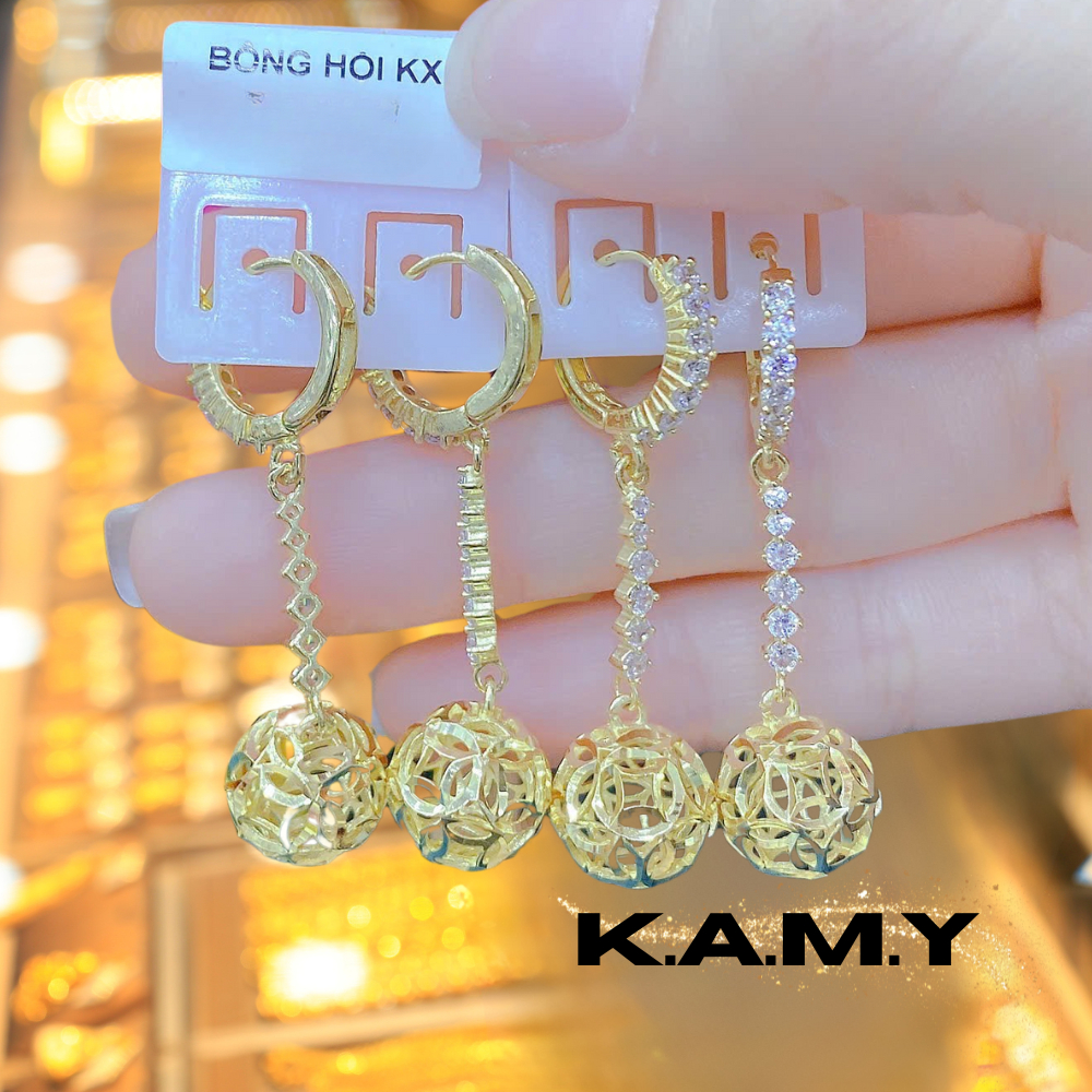Bông Tai Nữ Trái Châu Kim Tài Mạ Vàng 18K Sang Trọng – Khuyên Tai Đá CZ Lấp Lánh Thời Trang Cao Cấp