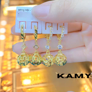 Bông Tai Nữ Trái Châu Kim Tài Mạ Vàng 18K Sang Trọng – Khuyên Tai Đá CZ Lấp Lánh Thời Trang Cao Cấp