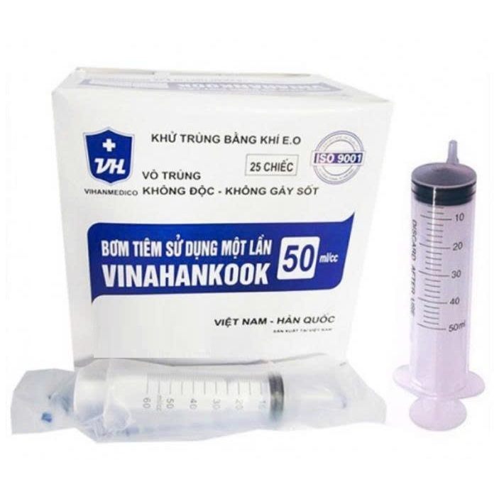 Bơm tiêm 50ml, 50cc Vinahankook, dụng cụ sử dụng 1 lần.