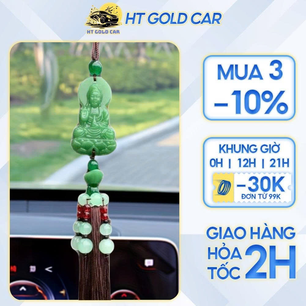 Khánh Treo Phật Quan Âm Chuỗi Hạt Tua Rua – Treo Ô Tô,Nội Thất, Cầu Bình An May Mắn HT GOLD CAR