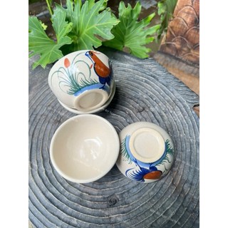 Chén Soup Cao Cấp Vẽ Con Gà Trống Cổ Xưa Đường Kính 10cm - Gốm Xưa Cho Người Hoài Niệm - Gốm Lái Thiêu - Gốm Nam Bộ