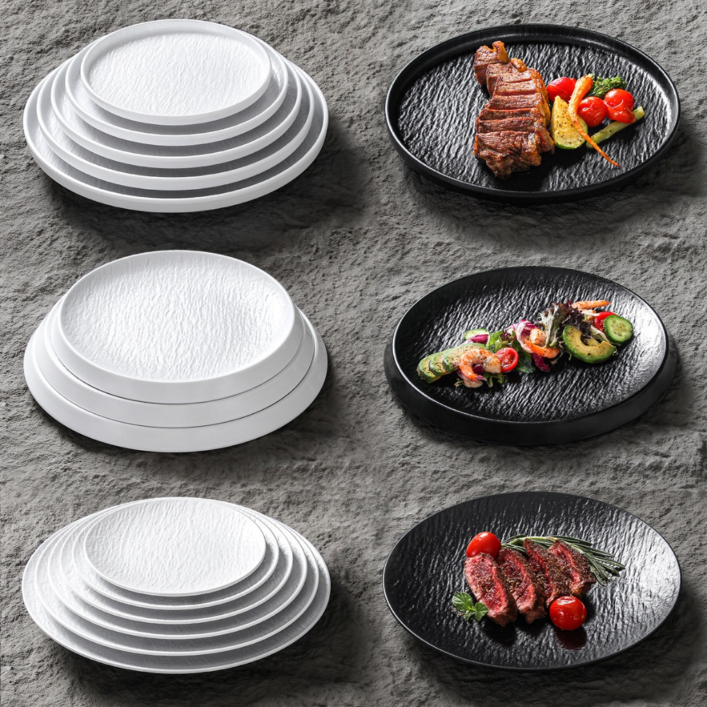 Đĩa Phip Melamine Vân Đá Chất Liệu  A8 Cao Cấp – Đẳng Cấp Nhà Hàng, Khách Sạn 386-12 Trắng