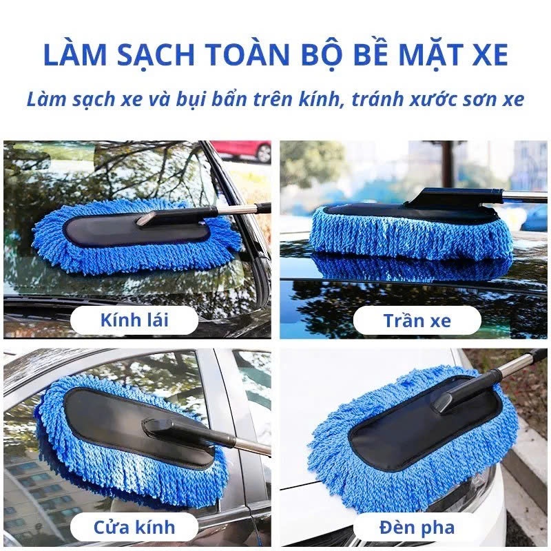 CHỔI LAU Ô TÔ CÓ CÁN ĐIỀU CHỈNH LAU SẠCH BỤI BẨN DỄ DÀNG - Chổi Dẹt Rửa Xe Ô Tô Bản Rộng,Cây Lau Xe Ô Tô Chuyên Dụng