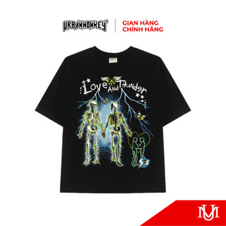 Áo Thun Unisex URBAN MONKEY LOVE & THUNDER Tee Cotton màu đen 250gsm Form Boxy Nam Nữ Local Brand