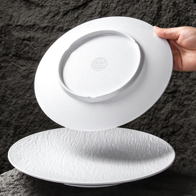 Đĩa Phip Melamine Vân Đá Chất Liệu  A8 Cao Cấp – Đẳng Cấp Nhà Hàng, Khách Sạn 386-12 Trắng