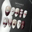 Nailbox Thiết Kế, Móng Úp, Móng Tay Giả Cherry Đỏ Rịu Đính Dây Bi P11
