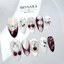 Nailbox Thiết Kế, Móng Úp, Móng Tay Giả Cherry Đỏ Rịu Đính Dây Bi P11