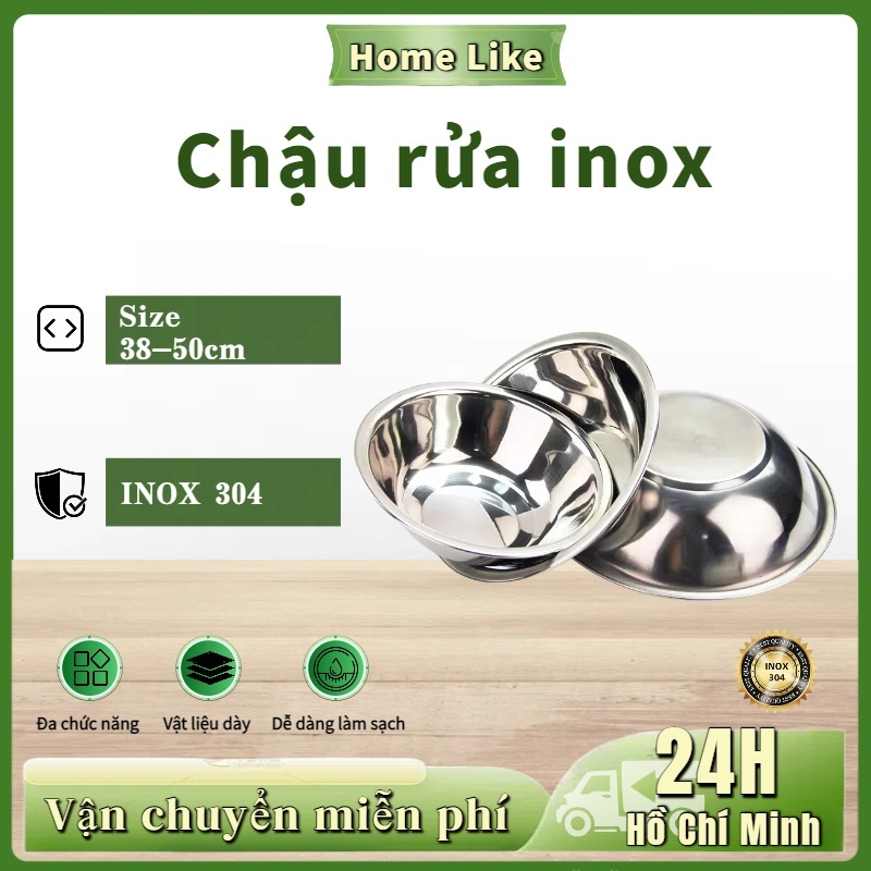Thau inox Chậu Inox 304 SIZE TO CÓ 38cm、40cm、45cm、50cm Hàng Cao Cấp ...