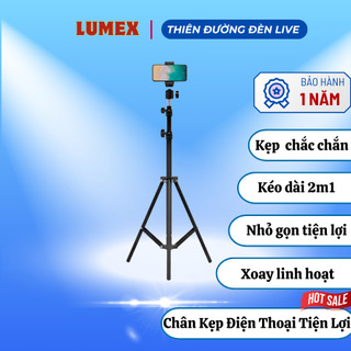 Chân Kẹp Điện Thoại Livestream, Quay Video, Vlog Cao 2m1 – Giá Đỡ Điện Thoại Xoay 360 Độ, Chân Đỡ Điện Thoại