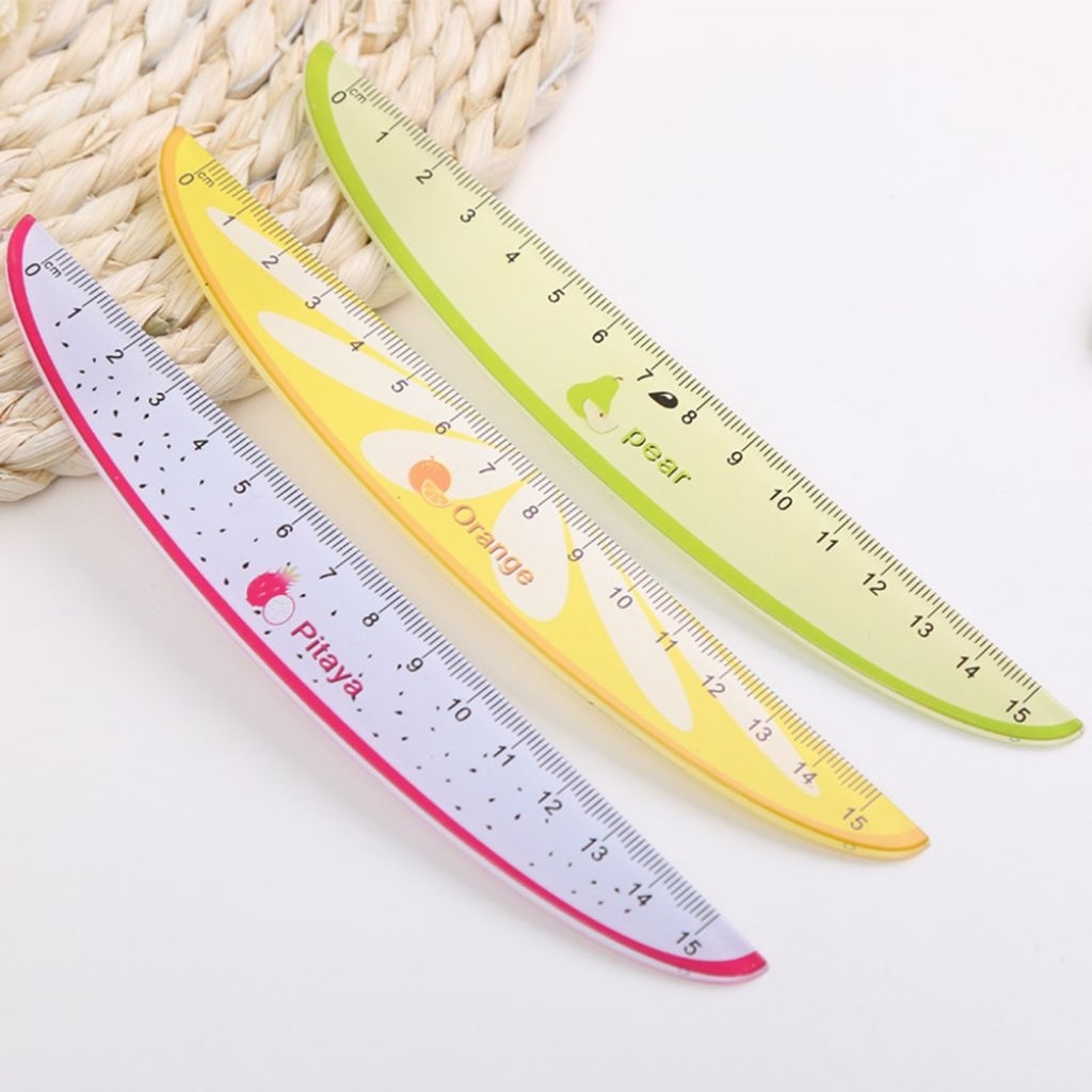 Combo 3 thước kẻ nhựa PVC 15cm họa tiết trái cây nhiệt đới dễ thương