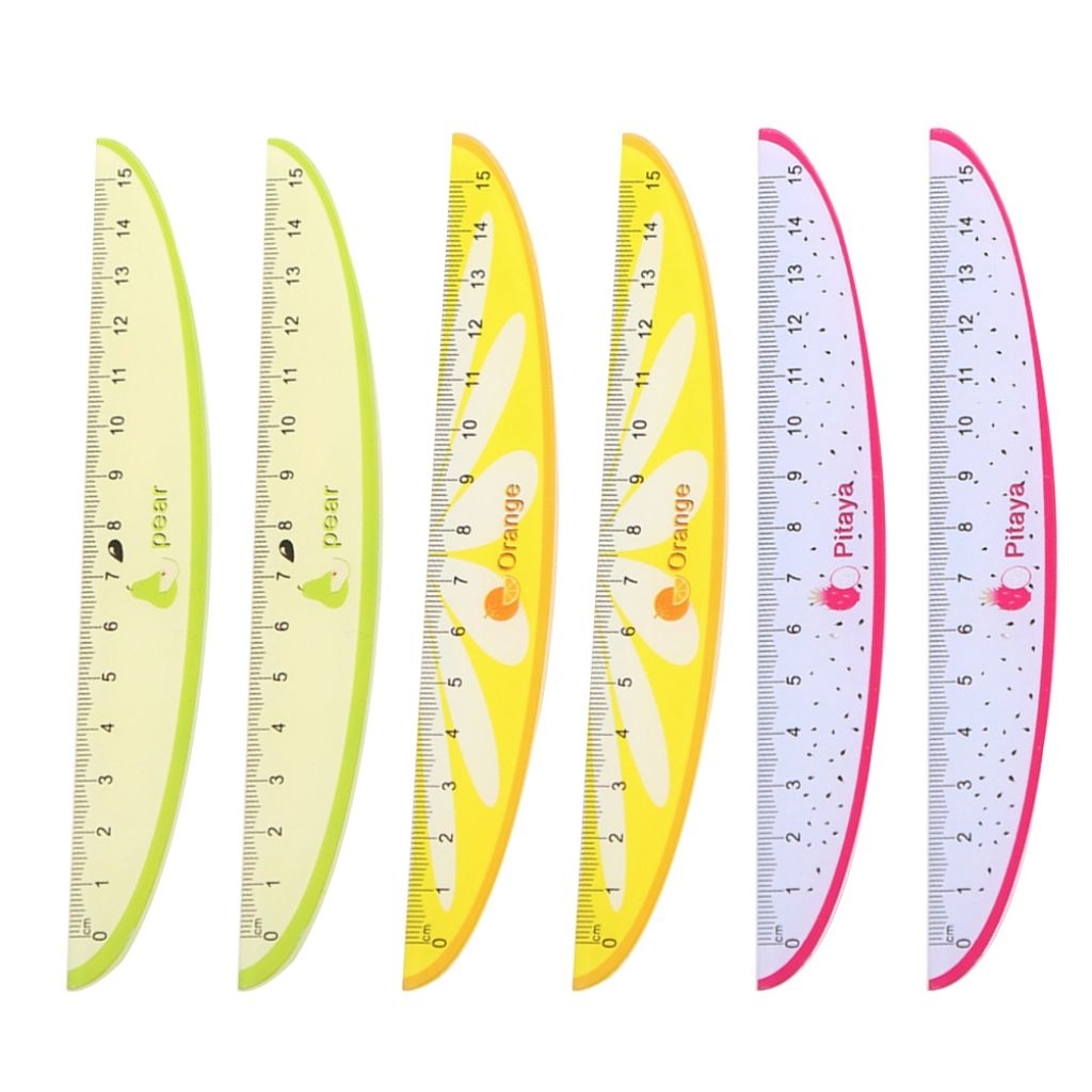 Combo 3 thước kẻ nhựa PVC 15cm họa tiết trái cây nhiệt đới dễ thương