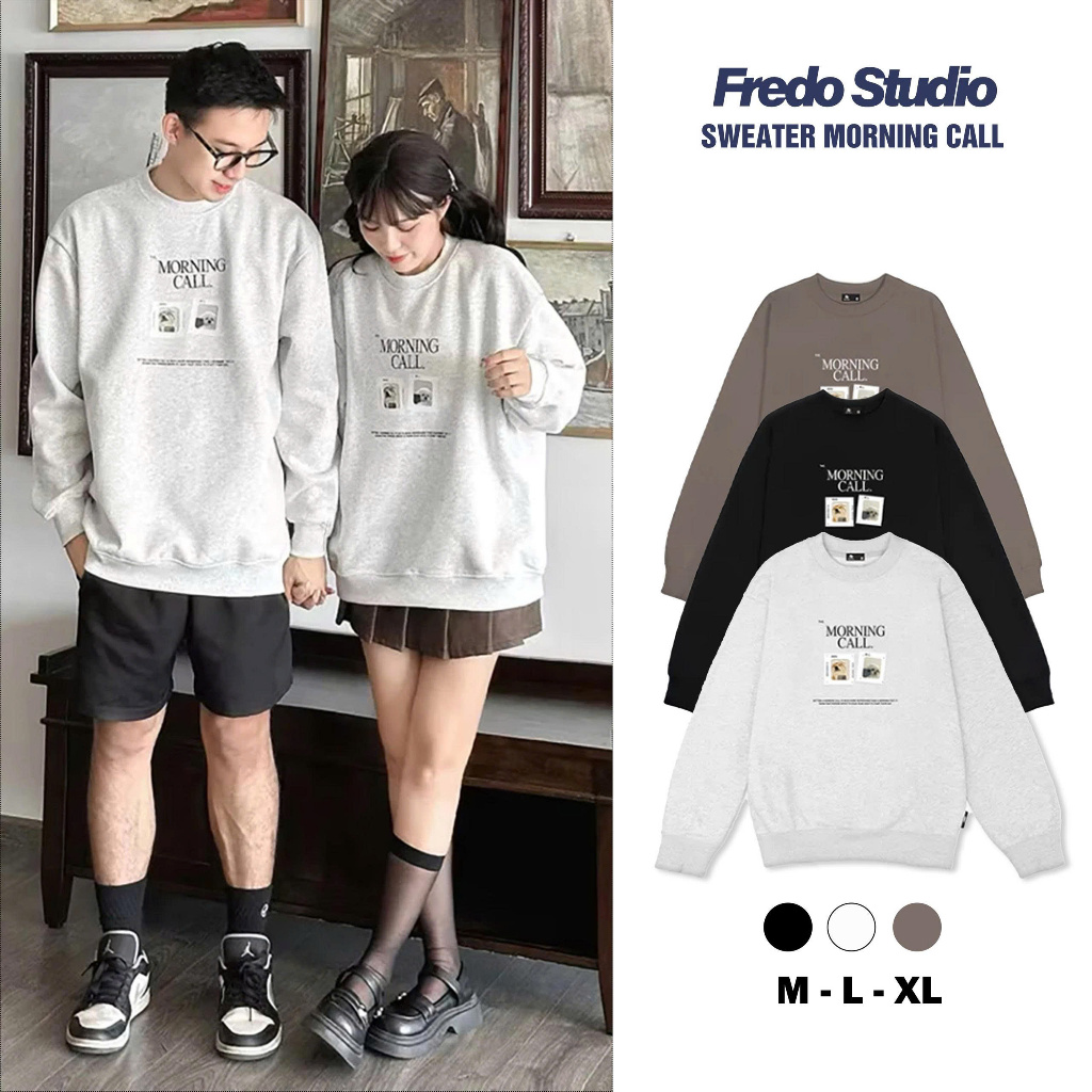Áo Nỉ Sweater Nam Nữ Fredo Menswear Mềm Mại Không Xù Lông, Áo Đôi Nam Nữ Form Suông Rộng Morning Call - FSW101