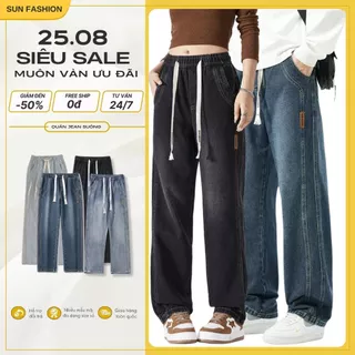 Quần jean ống rộng bigsize nam nữ 4 màu retro SUN N9, mặc thoải mái, dễ phối đồ phong cách hàn quốc