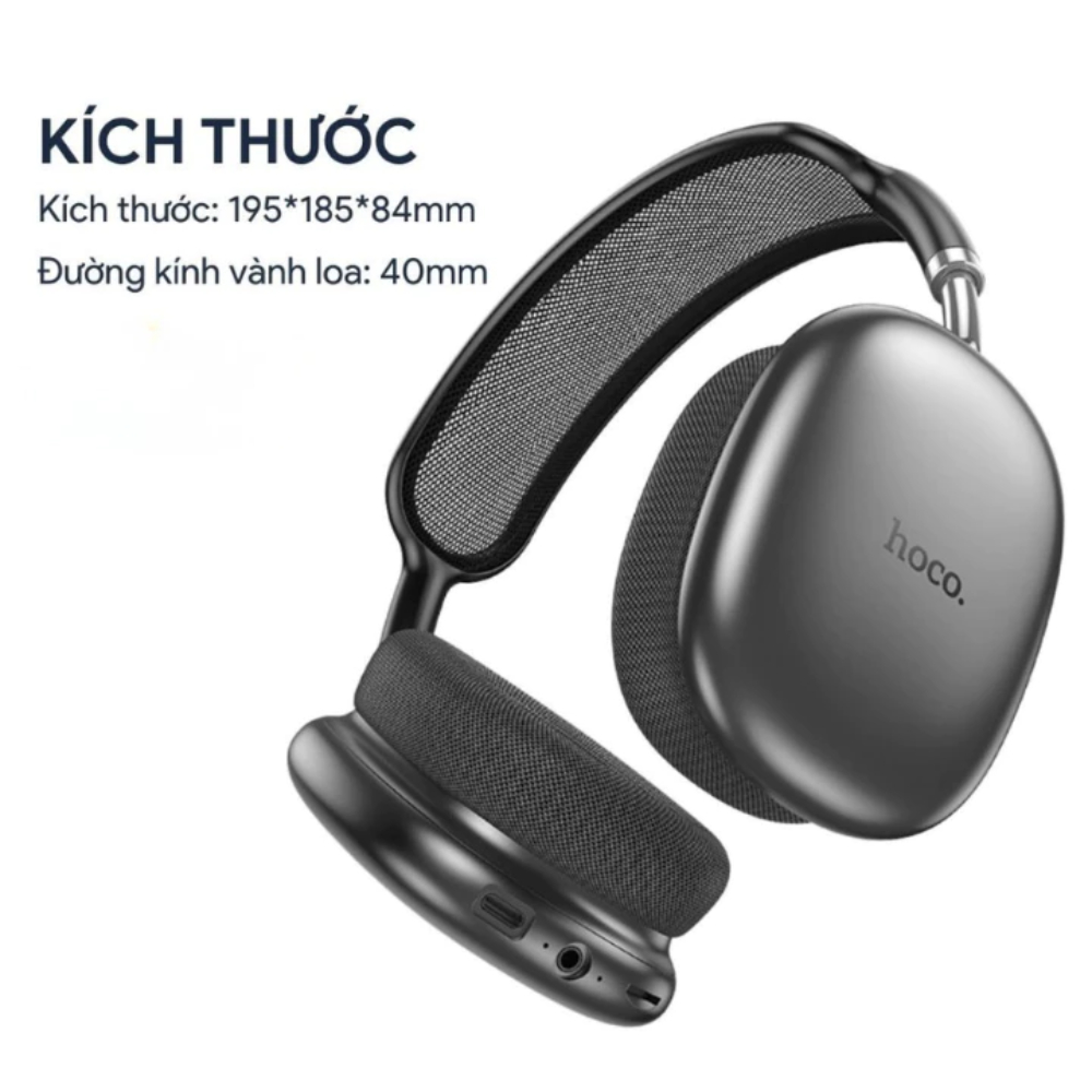 Tai Nghe Chụp Tai Hoco W55 Bluetooth V5.4, Pin Sử Dụng 90h, Có Mic, Hỗ Trợ Thẻ Nhớ, BH 2 Năm